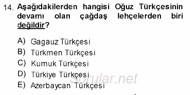 Türk Dili 1 2013 - 2014 Ara Sınavı 14.Soru