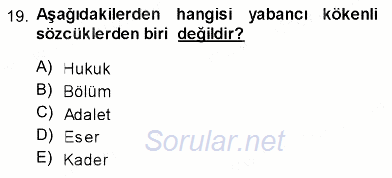 Türk Dili 1 2013 - 2014 Ara Sınavı 19.Soru