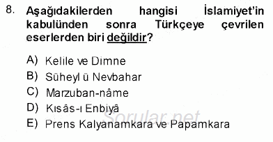 Türk Dili 1 2013 - 2014 Ara Sınavı 8.Soru