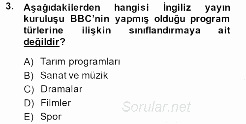 Radyo ve Televizyon Stüdyoları 2013 - 2014 Ara Sınavı 3.Soru