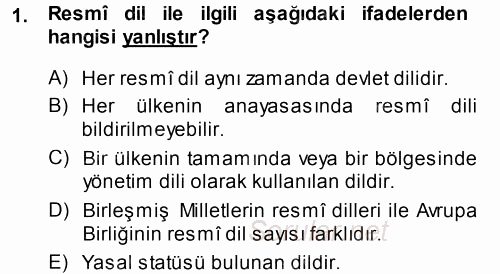 Türk Dili 1 2013 - 2014 Dönem Sonu Sınavı 1.Soru