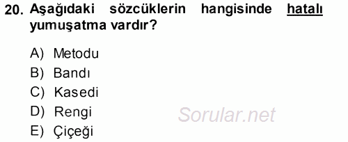 Türk Dili 1 2013 - 2014 Dönem Sonu Sınavı 20.Soru