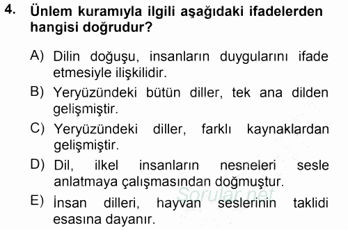 Türk Dili 1 2013 - 2014 Dönem Sonu Sınavı 4.Soru
