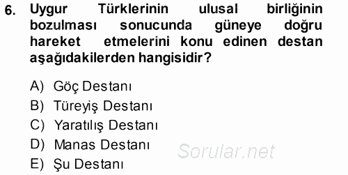 Türk Dili 1 2013 - 2014 Dönem Sonu Sınavı 6.Soru