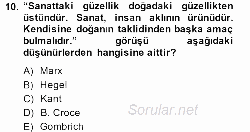 Görsel Kültür 2013 - 2014 Ara Sınavı 10.Soru