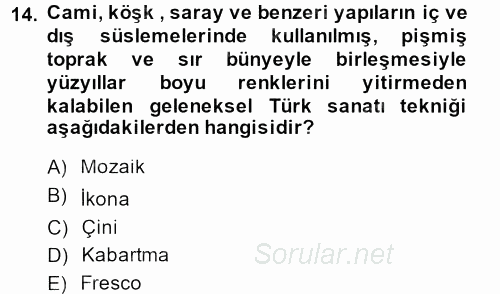 Görsel Kültür 2013 - 2014 Ara Sınavı 14.Soru