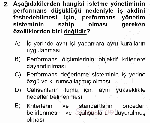 Performans Yönetimi 2016 - 2017 Ara Sınavı 2.Soru