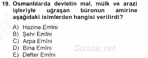 Osmanlı Türkçesi Metinleri 2 2012 - 2013 Ara Sınavı 19.Soru