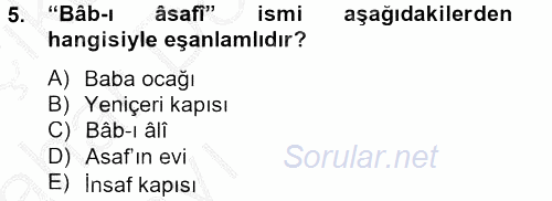 Osmanlı Türkçesi Metinleri 2 2012 - 2013 Ara Sınavı 5.Soru