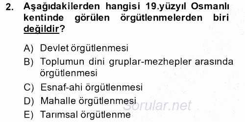 Osmanlı İktisat Tarihi 2014 - 2015 Ara Sınavı 2.Soru