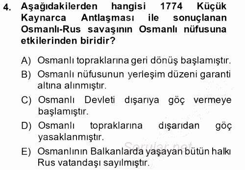 Osmanlı İktisat Tarihi 2014 - 2015 Ara Sınavı 4.Soru
