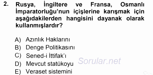 Türk Dış Politikası 1 2012 - 2013 Dönem Sonu Sınavı 2.Soru