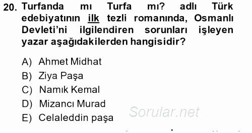 Türk Basın Tarihi 2014 - 2015 Ara Sınavı 20.Soru