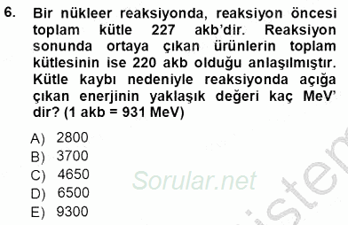 Elektrik Enerjisi Üretimi 2012 - 2013 Ara Sınavı 6.Soru