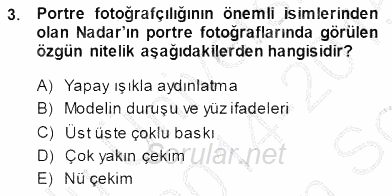 Fotoğraf Tarihi 2014 - 2015 Dönem Sonu Sınavı 3.Soru