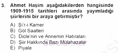 II. Meşrutiyet Dönemi Türk Edebiyatı 2012 - 2013 Dönem Sonu Sınavı 3.Soru