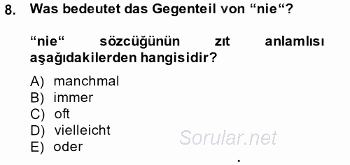 Almanca 1 2014 - 2015 Ara Sınavı 8.Soru