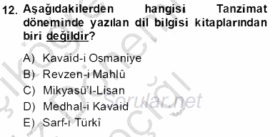 Türk Dili 1 2014 - 2015 Ara Sınavı 12.Soru