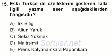 Türk Dili 1 2014 - 2015 Ara Sınavı 15.Soru