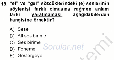 Türk Dili 1 2014 - 2015 Ara Sınavı 19.Soru