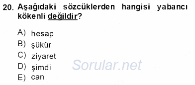 Türk Dili 1 2014 - 2015 Ara Sınavı 20.Soru