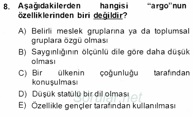 Türk Dili 1 2014 - 2015 Ara Sınavı 8.Soru