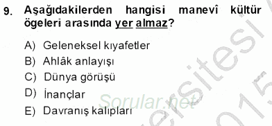Türk Dili 1 2014 - 2015 Ara Sınavı 9.Soru