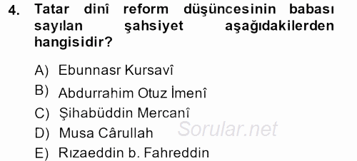 XIX. Yüzyıl Türk Dünyası 2013 - 2014 Ara Sınavı 4.Soru