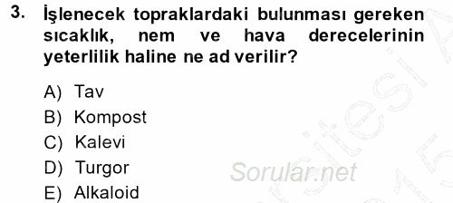 Tarla Bitkileri 2 2014 - 2015 Ara Sınavı 3.Soru