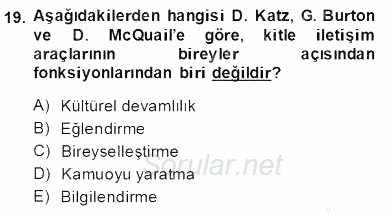 Dijital İletişim ve Yeni Medya 2013 - 2014 Dönem Sonu Sınavı 19.Soru