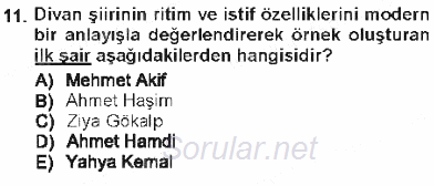 Cumhuriyet Dönemi Türk Şiiri 2012 - 2013 Tek Ders Sınavı 11.Soru