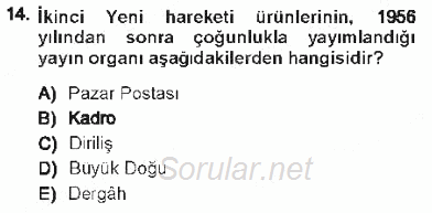 Cumhuriyet Dönemi Türk Şiiri 2012 - 2013 Tek Ders Sınavı 14.Soru