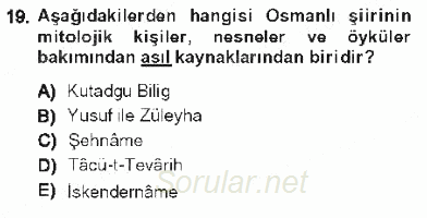 Cumhuriyet Dönemi Türk Şiiri 2012 - 2013 Tek Ders Sınavı 19.Soru