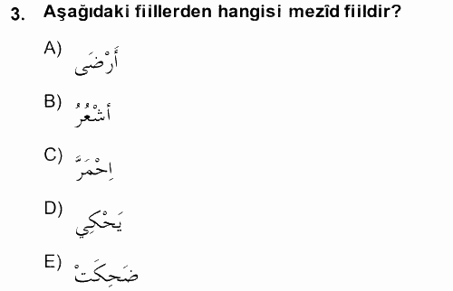 Arapça 3 2014 - 2015 Ara Sınavı 3.Soru