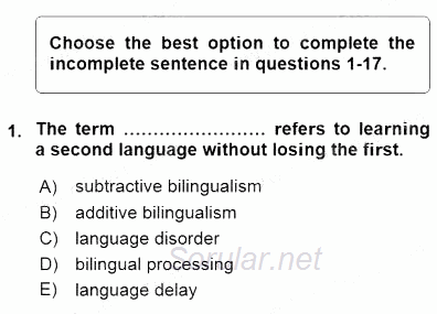 Dil Edinimi 2015 - 2016 Dönem Sonu Sınavı 1.Soru