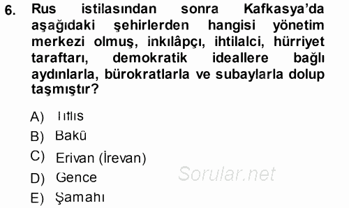 Çağdaş Türk Edebiyatları 1 2013 - 2014 Tek Ders Sınavı 6.Soru