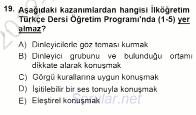 Türkçe Sözlü Anlatım 2012 - 2013 Dönem Sonu Sınavı 19.Soru