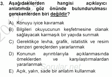 Türkçe Sözlü Anlatım 2012 - 2013 Dönem Sonu Sınavı 3.Soru