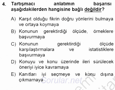 Türkçe Sözlü Anlatım 2012 - 2013 Dönem Sonu Sınavı 4.Soru