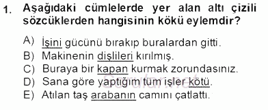 Türkçe Biçim Bilgisi 2014 - 2015 Ara Sınavı 1.Soru