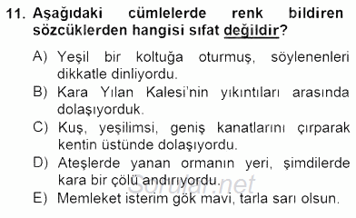 Türkçe Biçim Bilgisi 2014 - 2015 Ara Sınavı 11.Soru