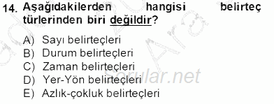 Türkçe Biçim Bilgisi 2014 - 2015 Ara Sınavı 14.Soru