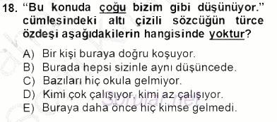 Türkçe Biçim Bilgisi 2014 - 2015 Ara Sınavı 18.Soru