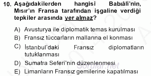 Osmanlı Tarihi (1789-1876) 2014 - 2015 Ara Sınavı 10.Soru