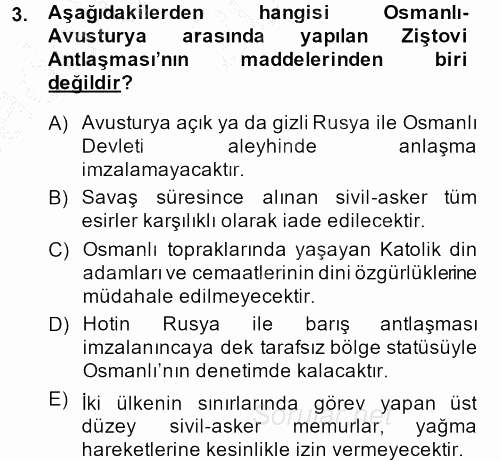 Osmanlı Tarihi (1789-1876) 2014 - 2015 Ara Sınavı 3.Soru