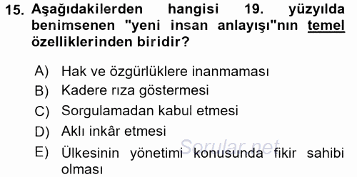 Yeni Türk Edebiyatına Giriş 2 2017 - 2018 Dönem Sonu Sınavı 15.Soru