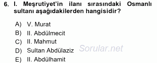 Yeni Türk Edebiyatına Giriş 2 2017 - 2018 Dönem Sonu Sınavı 6.Soru