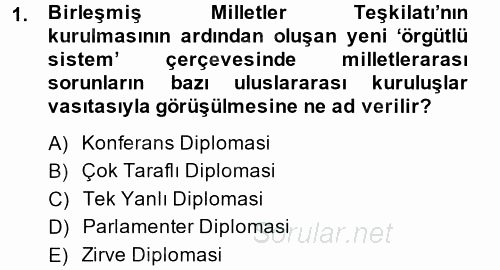 Osmanlı Diplomasisi 2014 - 2015 Ara Sınavı 1.Soru