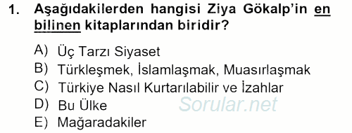 Türk Sosyologları 2012 - 2013 Ara Sınavı 1.Soru