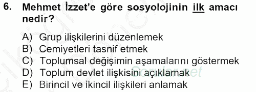 Türk Sosyologları 2012 - 2013 Ara Sınavı 6.Soru